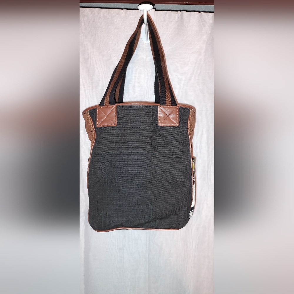 Vintage Vera Bradley tote bag cover black with a cocoa moss pattern